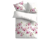 Obliečky Emerald 200x200 cm, biele s ružovými kvetmi%