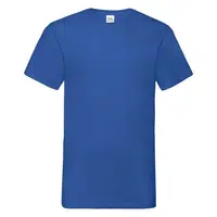 Modré pánske tričko Valueweight s výstrihom do V od značky Fruit of the Loom