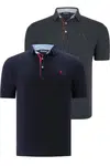 DUAL SET T8582 DEWBERRY MENS T-SHIRT-NAVY BLUE - ANTHRACITE