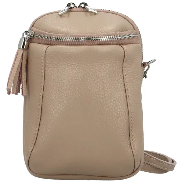 Dámska kožená crossbody kabelka ružová - Delami Vera Pelle Thierry