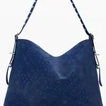 Modrá kabelka přes rameno s květinovým vzorem