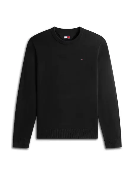 Tommy Jeans Sveter 'Tommy Flag Slim'  čierna