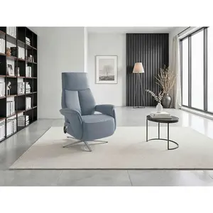 Sit & More RELAXAČNÍ KŘESLO, kůže, šedomodrá