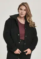 Dámská oversized manšestrová bunda Sherpa černo/černá