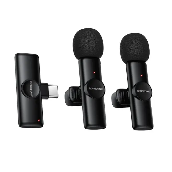 Borofone BFK16A bezdrôtový lavalier mikrofón USB-C 2ks, čierny