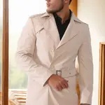 PLT8321 DEWBERRY MEN'S OVERCOAT-PLAIN BEIGE