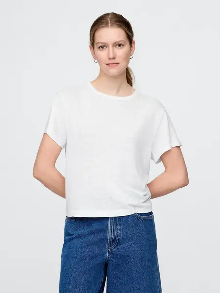GAP Lněné crop tričko - Dámské
