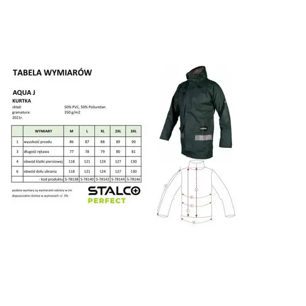 Bunda voděodolná AQUA J, XL, zelená, STALCO PERFECT
