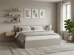Posteľ SOFIA 160 x 200 cm, kašmírovo béžová Rošt: Bez roštu, Matrac: Matrac COCO MAXI 20 cm