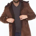 PLT8399 DEWBERRY SUEDE LOOK PÁNSKÝ KABÁT-OUTDOOR COFFEE