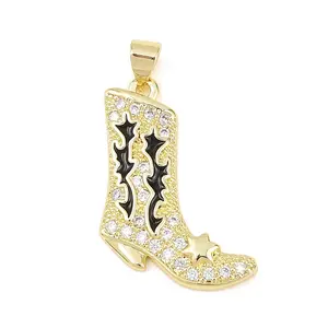 Brass Micro Pave Cubic Zirconia with Enamel Pendants
