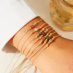 Casual Brass Bead Khaki Wax Thread Semi-Precious Natural Gemstone Bracelets Sets