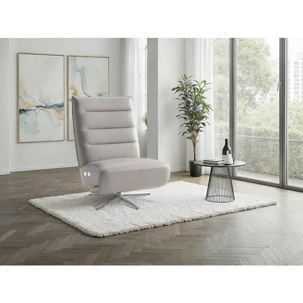 Sit & More RELAXAČNÍ KŘESLO, kůže, světle šedá