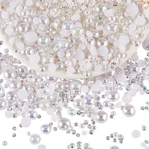 60g Resin patch multi size mixed pearl patch DIY jewelry accessories(2 bags)