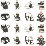 24Pcs 8 Styles Alloy Enamel Pendants