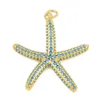 Brass Micro Pave Sky Blue Cubic Zirconia Pendants
