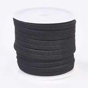 3x1.5mm Black Flat Faux Suede Cord