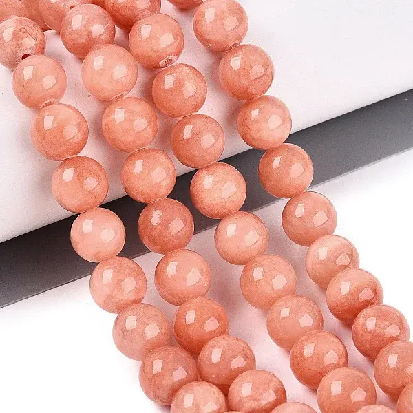 Natural Dyed Yellow Jade Gemstone Bead Strands