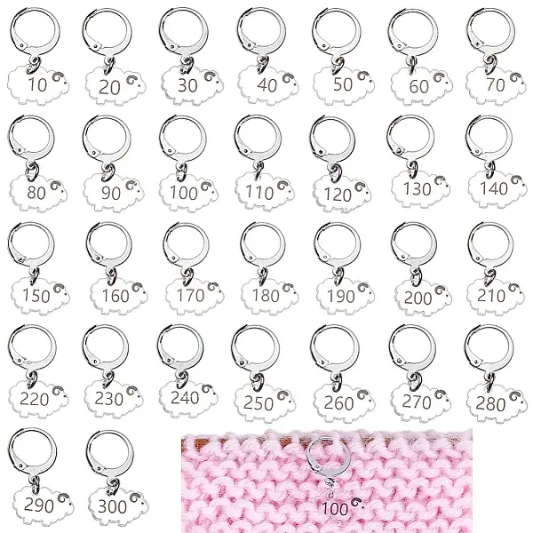 Sheep with Number Acrylic Knitting Crochet Locking Stitch Markers Holder