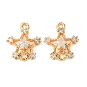 Brass Pave Clear Cubic Zirconia Connector Charms