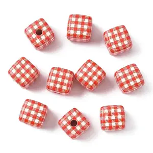10Pcs Printed Opaque Acrylic Beads