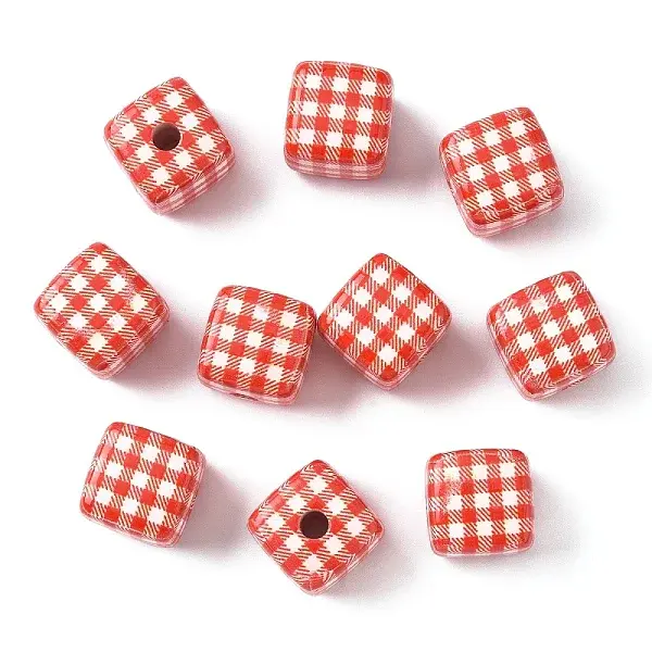 10Pcs Printed Opaque Acrylic Beads