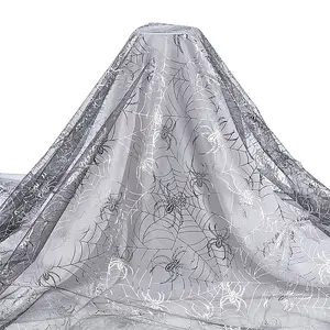 Halloween Spider & Spider Web Polyester Gauze Fabric