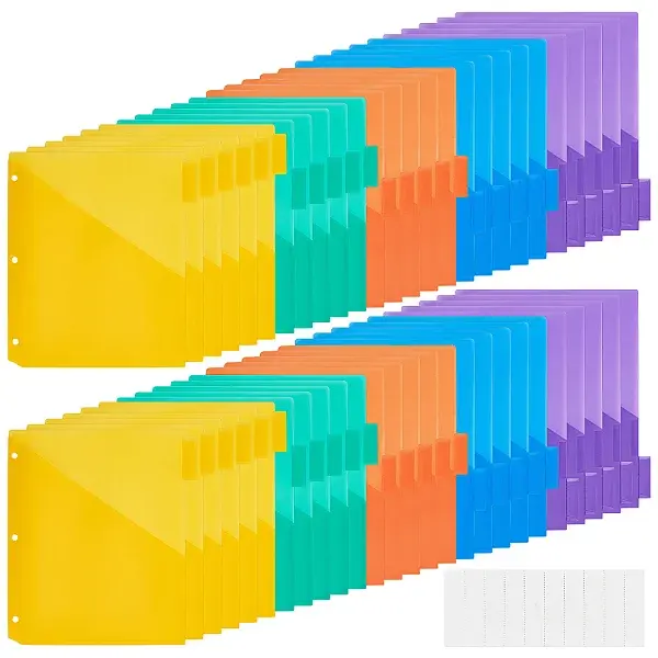20 Sets 100Pcs Plastic Stationery Storage Pockets