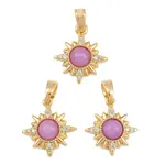 Brass Micro Pave Clear Cubic Zirconia with Opalite Charms