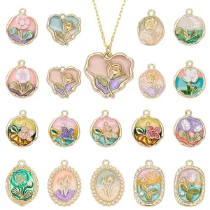 18Pcs 18 Styles Alloy Enamel Pendants