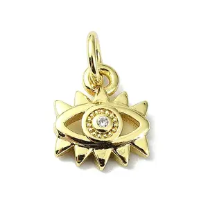 Eye Theme Brass Micro Pave Cubic Zirconia Charms