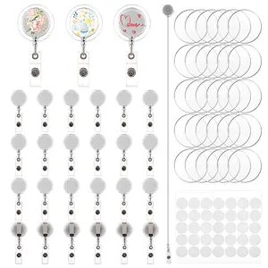30Pcs Flat Round PVC Badge Reel