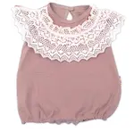 Body s nohavičkami, mušelín, s čipkou - hnedoružová, veľ. 74