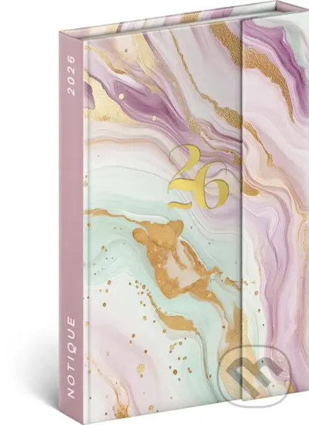 NOTIQUE Týždenný magnetický diár Ružový mramor 2026