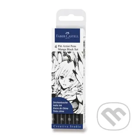 Popisovač Faber-Castell Pitt Artist Pen Manga - súprava 4 ks, Black II.