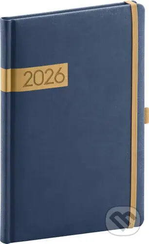 NOTIQUE Týždenný diár Twill 2026 (modro-zlatý) (stĺpcový, s pútkom na pero, elastické zatváranie)