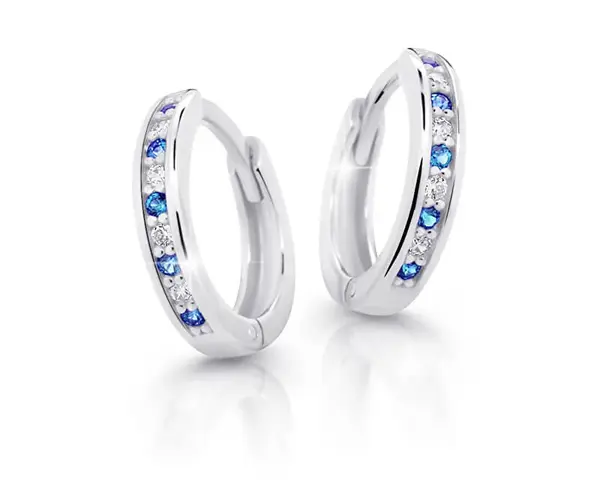 Cutie Jewellery Půvabné kruhové náušnice z bílého zlata C3342-80-X-2 modrá
