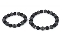 Agato Minerální náramek pro otce se synem MINK58/SET (onyx, lávový kámen)