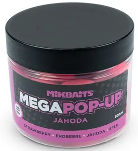 Mikbaits mega plovoucí fluo boilie jahoda 300 ml 25 mm
