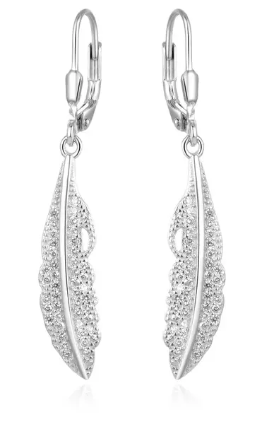 Beneto Nadčasové stříbrné náušnice peříčka AGUC2391L