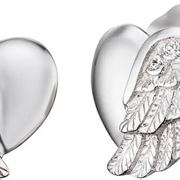 Engelsrufer Stříbrné náušnice Srdce s andělským křídlem a zirkony ERE-LILHW-ST