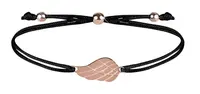Troli Šňůrkový náramek s andělským křídlem černá/bronzová