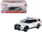 2022 Ford Police Interceptor Utility Plain White "Builders Kit" with Flashing Light Bar and Front and Rear Lights and Sounds 1/24 Diecast Model Car b