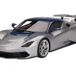 2019 Automobili Pininfarina Battista Argento Liquido Silver Metallic with Blu del Re Blue Top "US Launch Edition" 1/18 Model Car by Top Speed