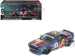 Nissan Silvia (S14) Boss RHD (Right Hand Drive) 8 "Rocket Bunny" Magic Purple with Stripes 1/64 Diecast Model Car by Inno Models