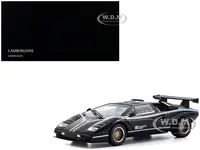 Lamborghini Countach LP 500R Black with White Interior 1/18 Diecast Model Car by Kyosho