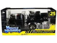 1966 Chevrolet C60 Flatbed Truck Matt Black and 1993 Chevrolet 454 SS Pickup Truck Matt Black "Muscle Transports" Series 1/64 Diecast Models by Muscl