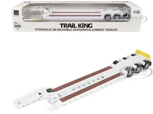 Trail King TK120 Hydraulic Detachable Gooseneck Lowboy Trailer White (Regular Version) "Transport Series" 1/50 Diecast Model by Diecast Masters