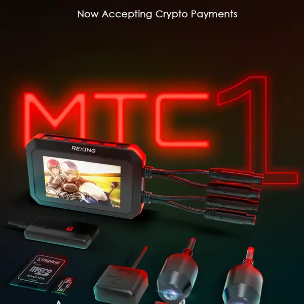 Rexing MTC1 Dual Camera Front and Rear 1080p Motorcycle Dash Cam with WiFi and GPS