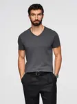 Ombre Men's BASIC classic cotton T-shirt with a serape neckline - graphite